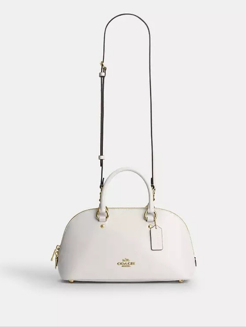 Coach White Dome Satchel with Gold Hardware and Adjustable Strap